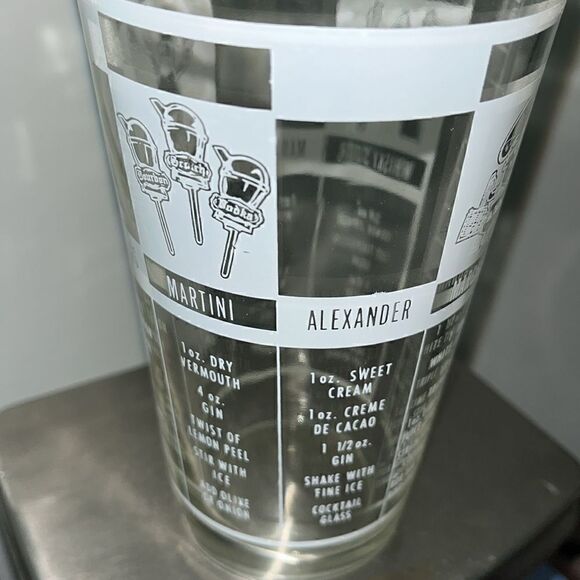 Vintage Mixed Drink various Cocktail Recipe 16oz. Pint Glass Tumbler Barware set - Picture 2 of 4